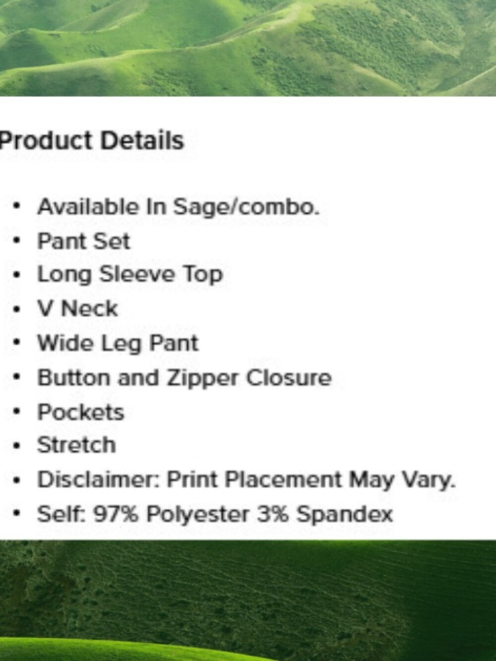 FASHION NOVA NWT Vibrant Sage Color Combo Missed You Pant Set Sz XL - Picture 7 of 7